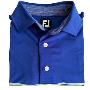 FOOTJOY Athletic Fit Golf Polo Royal Blue and Bright Yellow Colorblock Size S